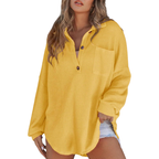 KATHRYN™ – Casual Lightweight Button V Neck Tunic Blouse