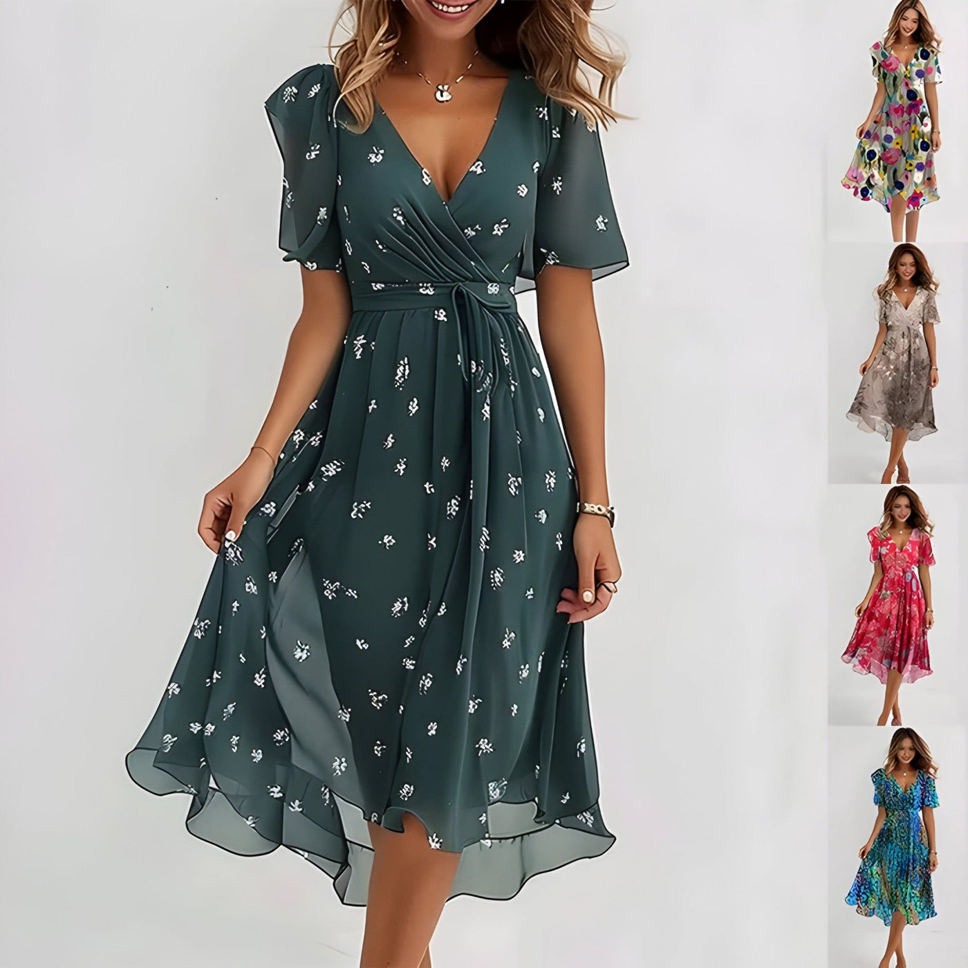 Kristel - Elegant Floral Midi Dress