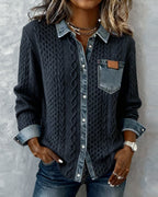 Molly - Long-Sleeve Shirt with Denim Patchwork