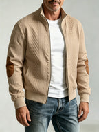 Men's Diamond Jacquard Knit Baseball Jacket