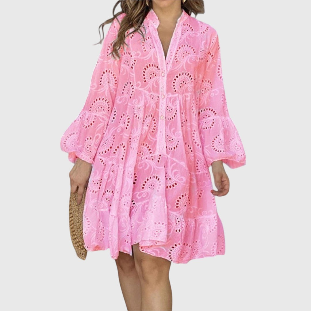 Milou – Embroidered Tiered Mini Dress