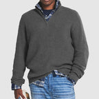 Men's Quarter-Zip Sweater – Ribbed Knit with Regular Fit for Autumn and Winter