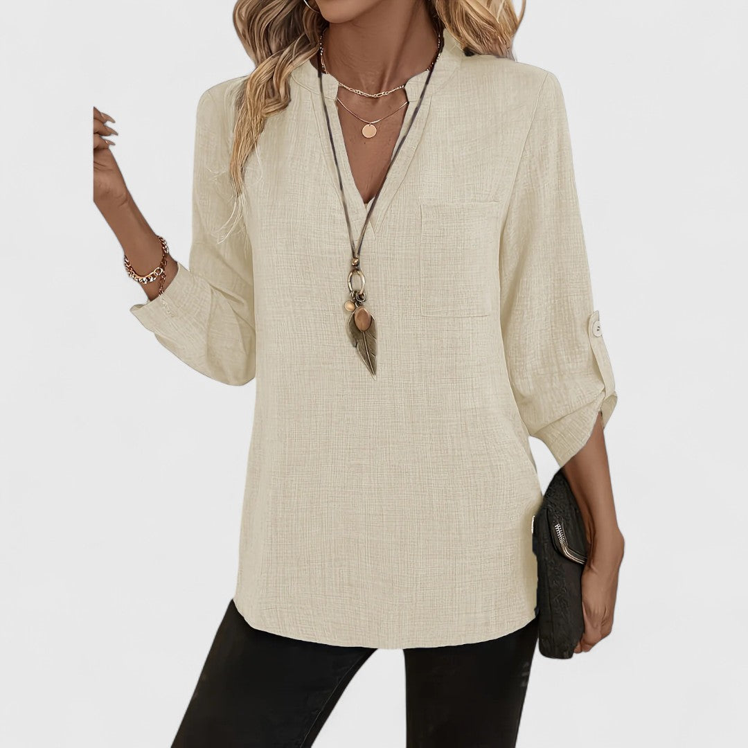 Jennifer - Elegant V-Neck Long Sleeve Top