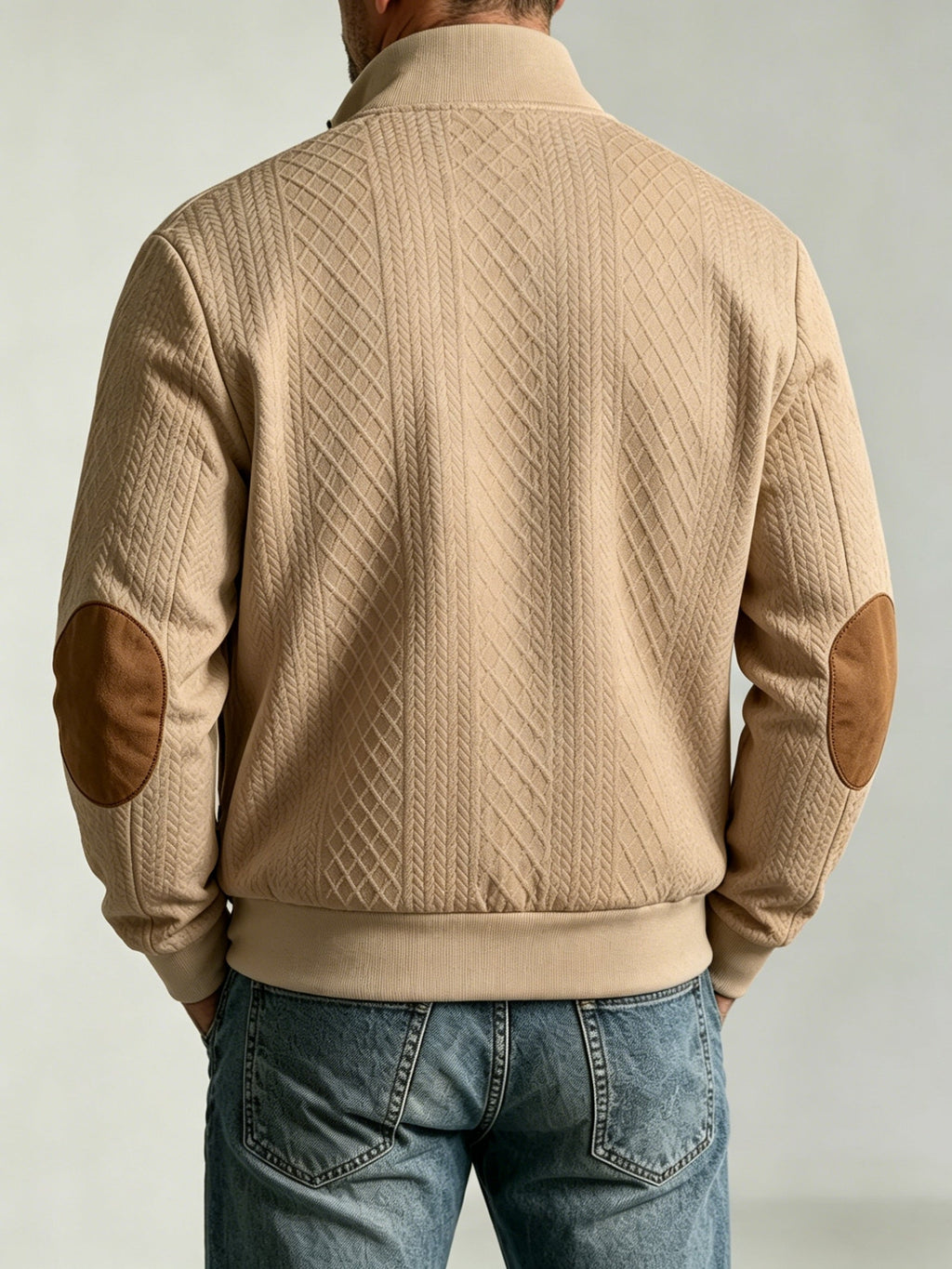 Men's Diamond Jacquard Knit Baseball Jacket