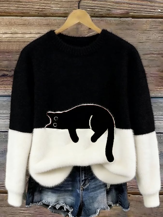 Caitlin – Casual Cat Graphic Sweater