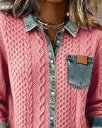 Molly - Long-Sleeve Shirt with Denim Patchwork