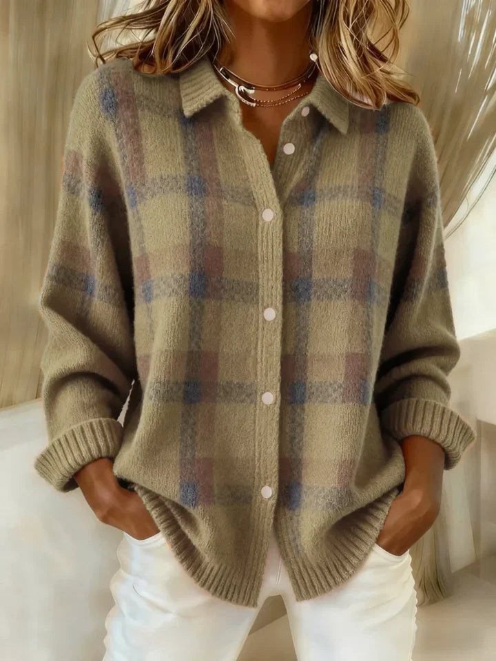 Casual Contrast Retro Plaid Sweater