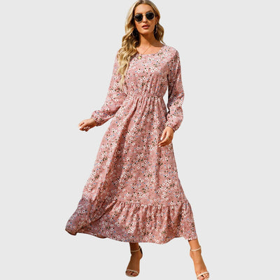 Chelsea - Floral Print Wrap Maxi Dress with Long Sleeves