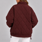 Women's Oversized Quilted Puffer Jacket – High Neck Zip Up Coat