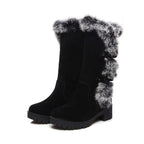 Women's Faux Suede Fur-Trim Mid-Calf Winter Boots