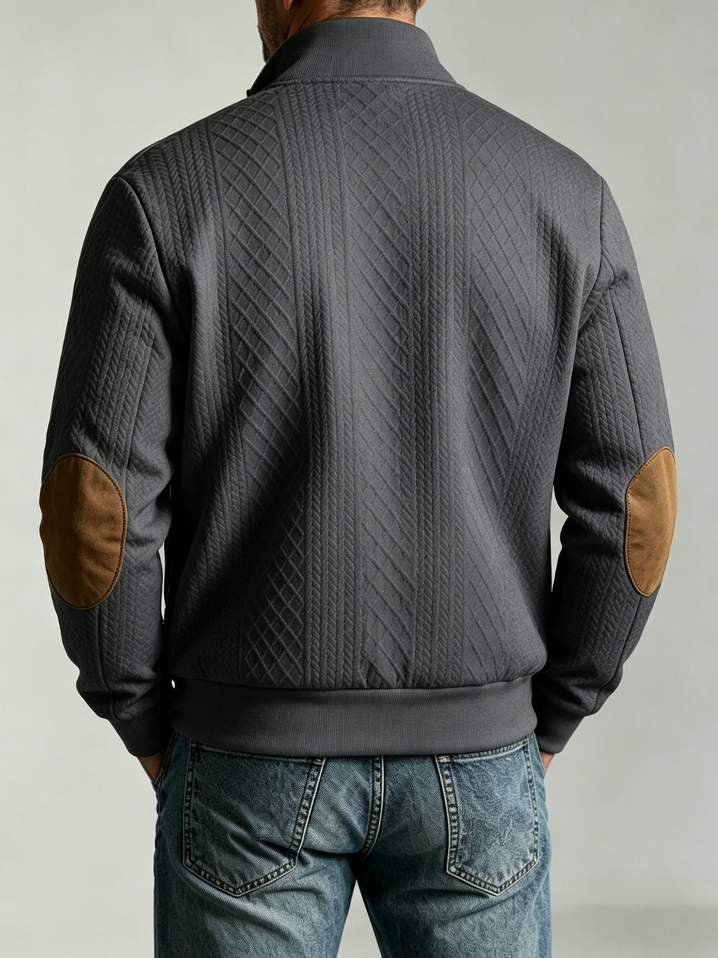 Men's Diamond Jacquard Knit Baseball Jacket