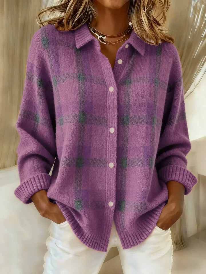 Casual Contrast Retro Plaid Sweater