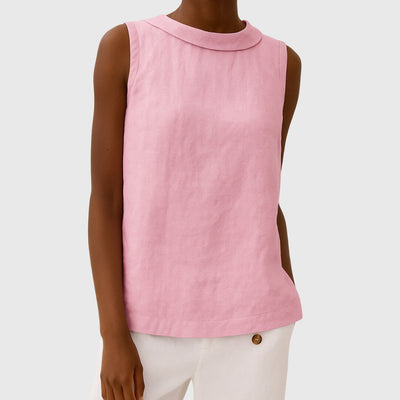 Camellia – Sleeveless Roll Collar Top
