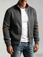 Men's Diamond Jacquard Knit Baseball Jacket