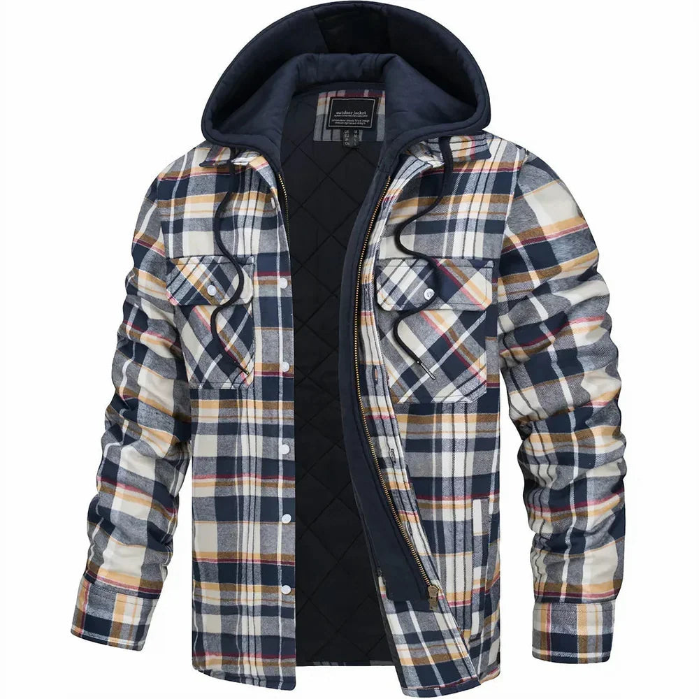 Men's Check Flannel Hooded Jacket