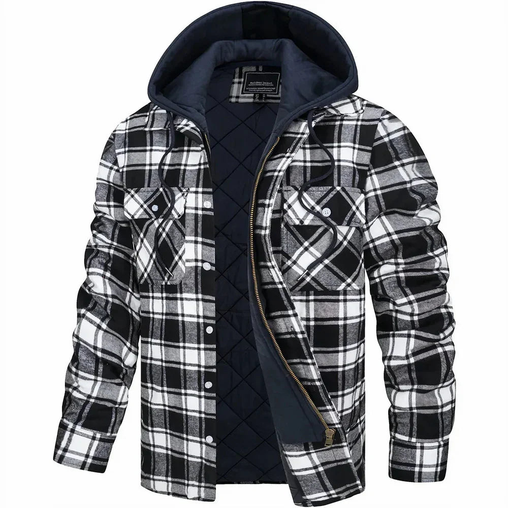 Men's Check Flannel Hooded Jacket