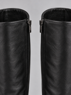 Women’s Knee High Leather Look Boots – Pointed Toe Block Heel