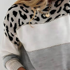 Women's Soft Color-Block Leopard Print Sweater