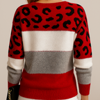 Women's Soft Color-Block Leopard Print Sweater