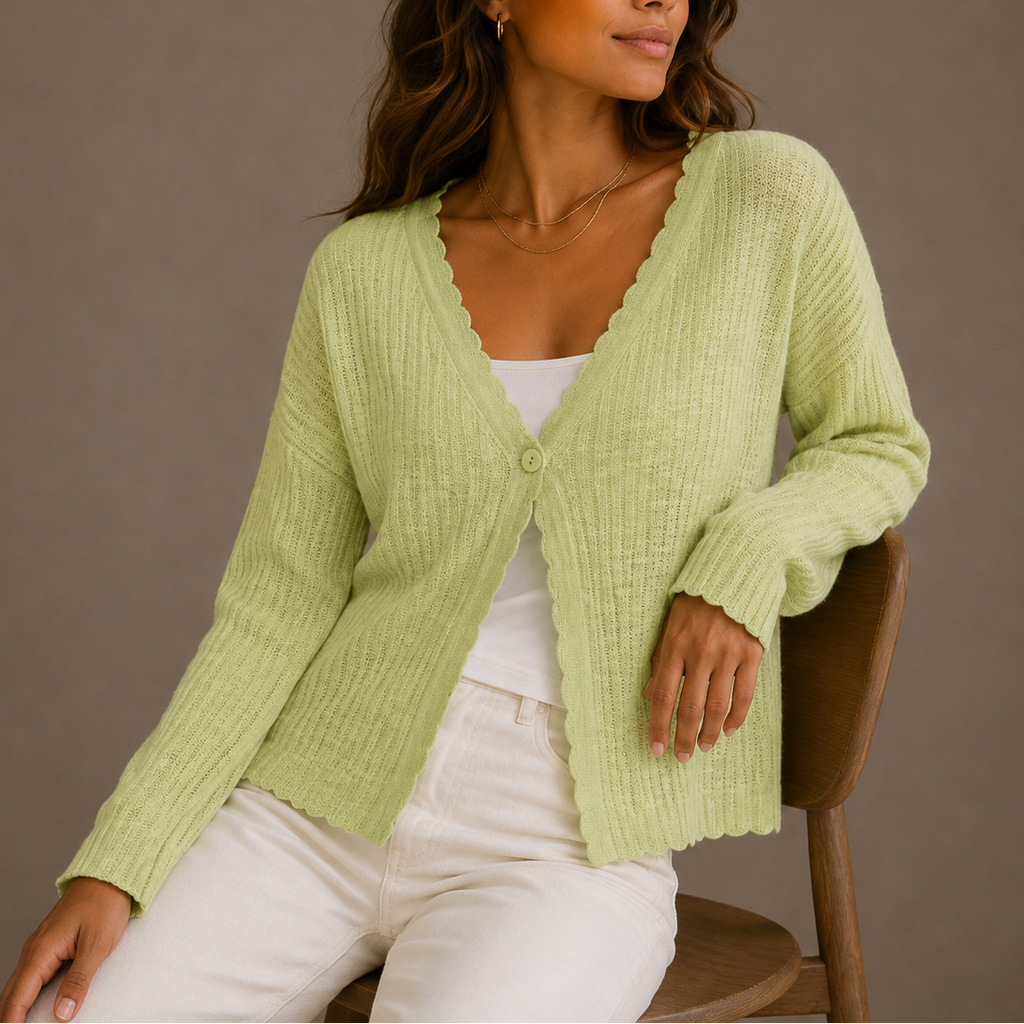 Women’s Knit Cardigan – V-Neck Lightweight Button-Up Style