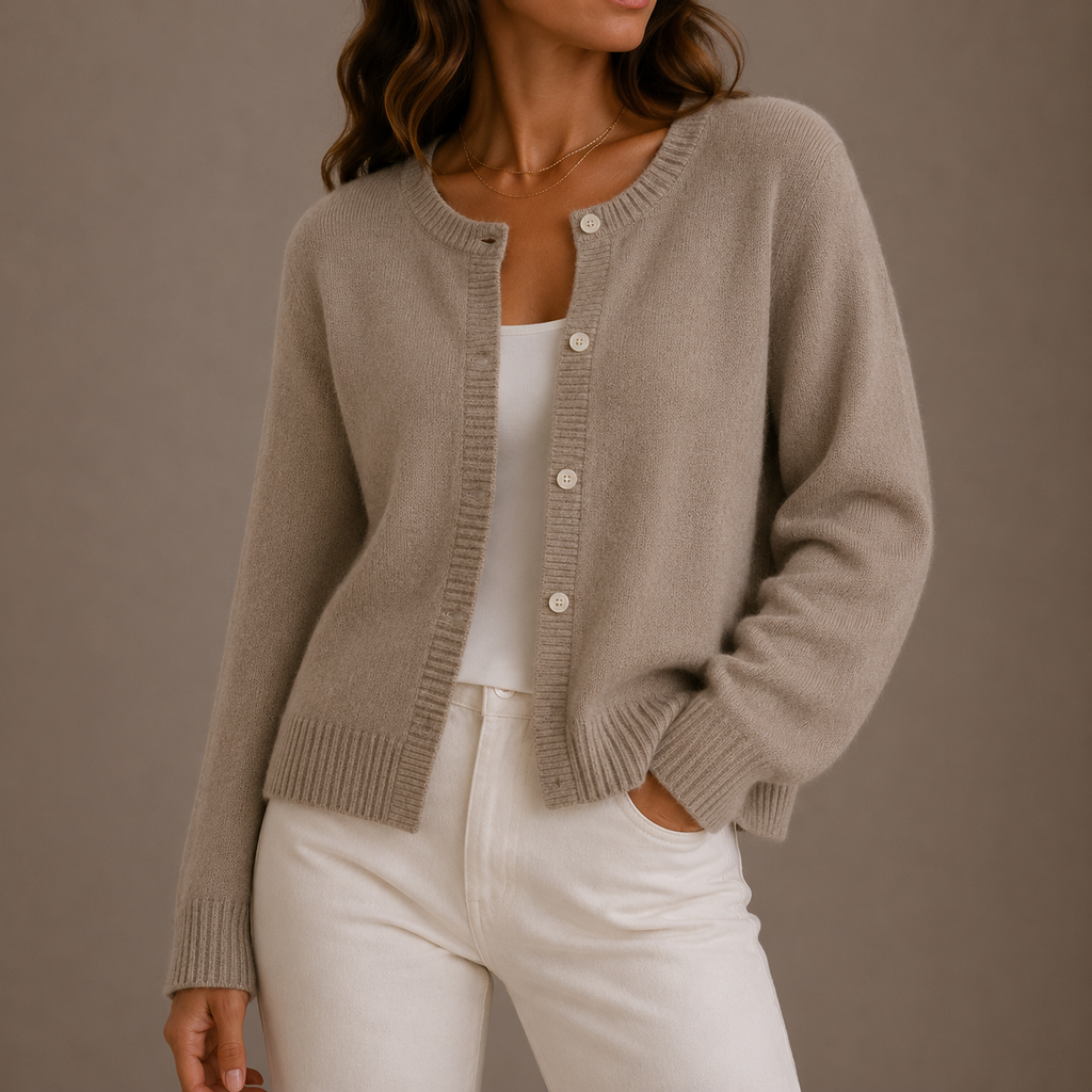Women’s Knit Cardigan – Soft Button-Up Long Sleeve Round Neck Sweater