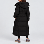 Women's Long Hooded Puffer Coat | Belted Winter Padded Jacket