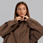 Women’s Cropped Bomber Jacket with High Neck and Oversized Fit