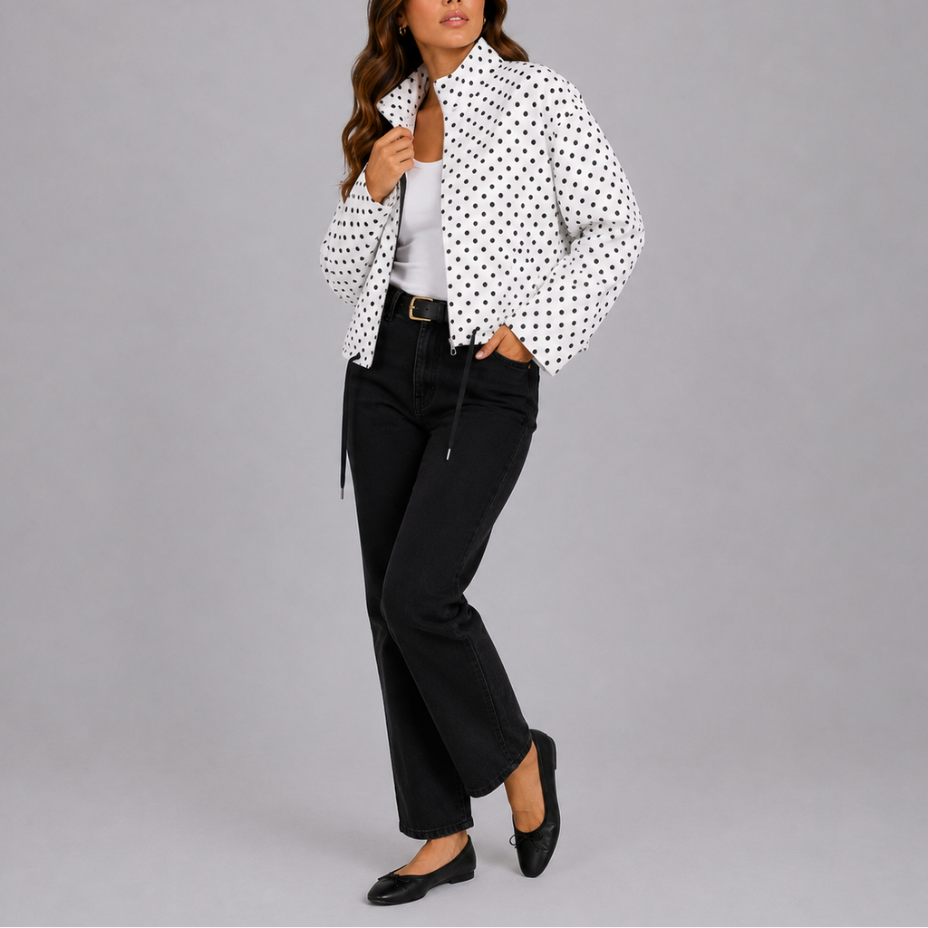 Women's Casual Polka Dot Bomber Jacket