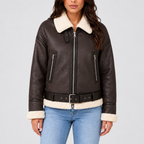 Women’s Cropped Aviator Jacket with Teddy Lining
