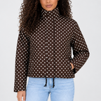 Women’s Polka Dot Cropped Jacket with High Collar