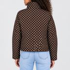 Women’s Polka Dot Cropped Jacket with High Collar