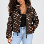 Women’s Polka Dot Cropped Jacket with High Collar
