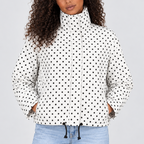 Women’s Polka Dot Cropped Jacket with High Collar