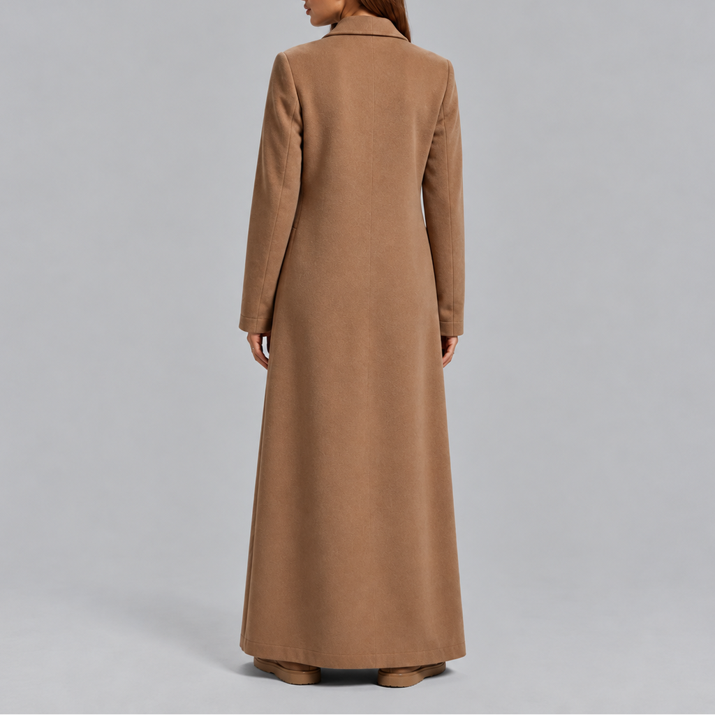 Women’s Longline Double-Breasted Coat Warm Winter Overcoat