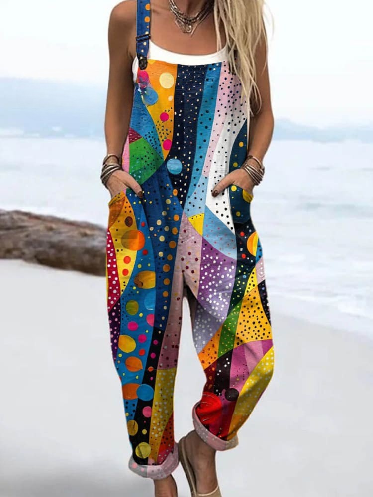 Women's Jumpsuit - Vintage Floral Design, Comfort and Wide Leg Style