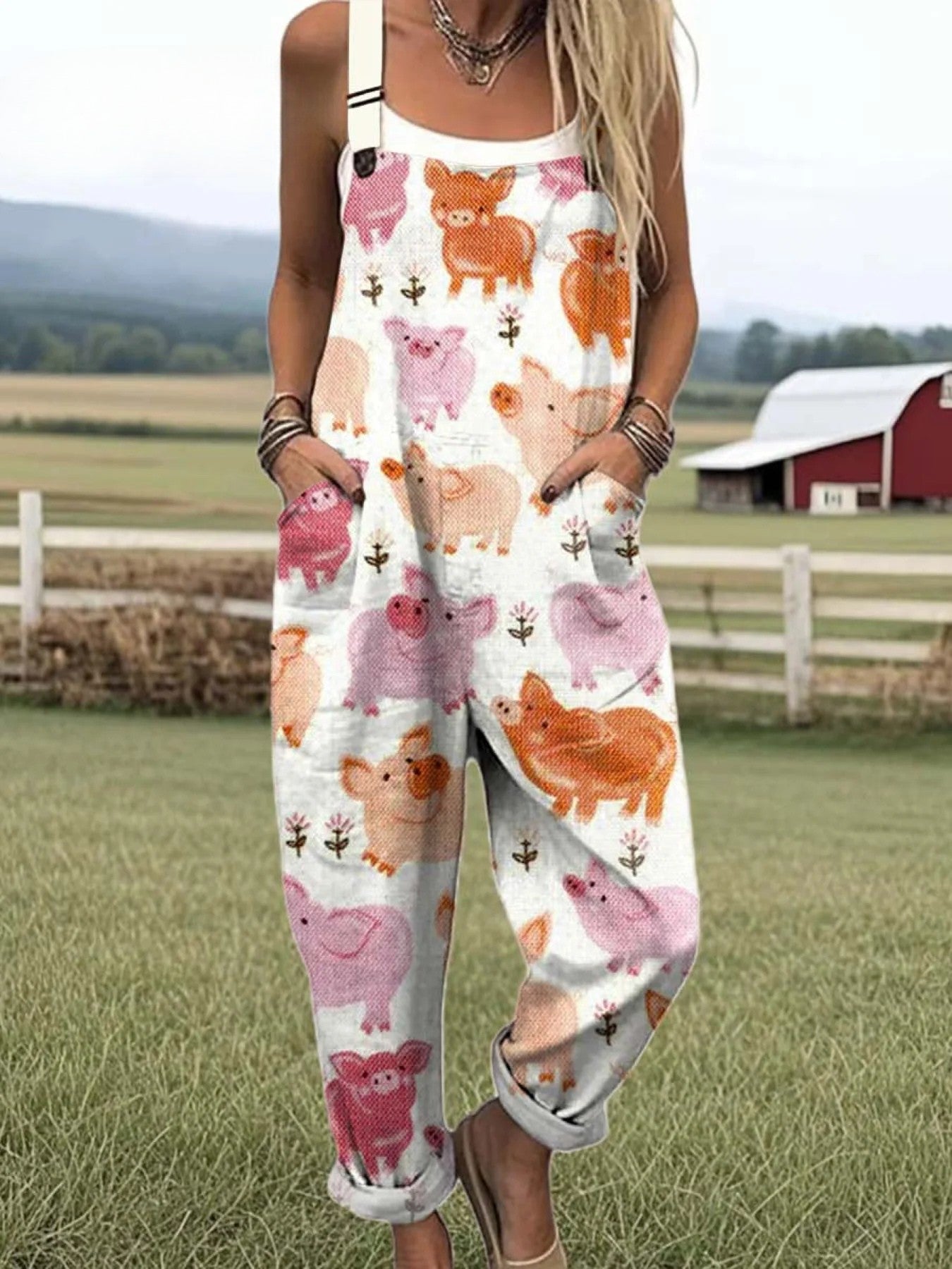 Women's Jumpsuit - Vintage Floral Design, Comfort and Wide Leg Style