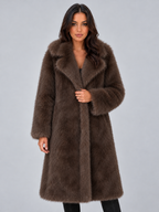 Women’s Faux Fur Long Coat – Oversized Plush Winter Jacket