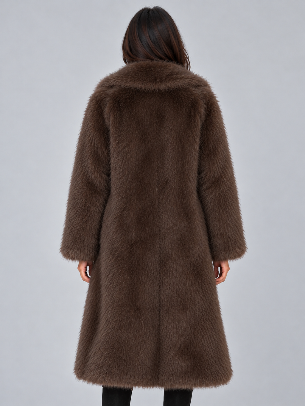 Women’s Faux Fur Long Coat – Oversized Plush Winter Jacket