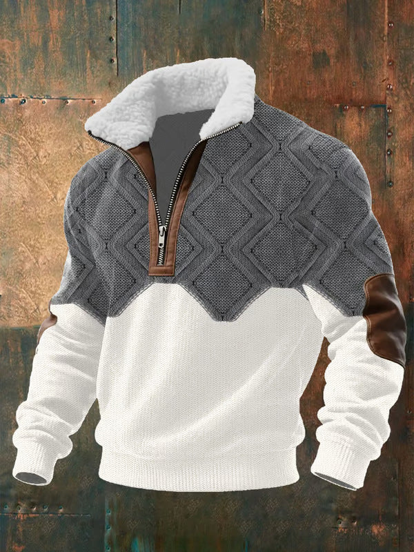 Monarch Fleece-Collar Knit Sweater