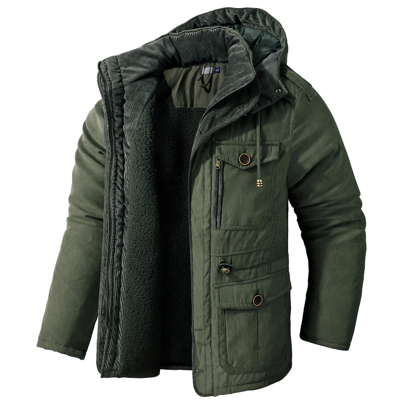 Men's Fleece-Lined Winter Parka with Hood