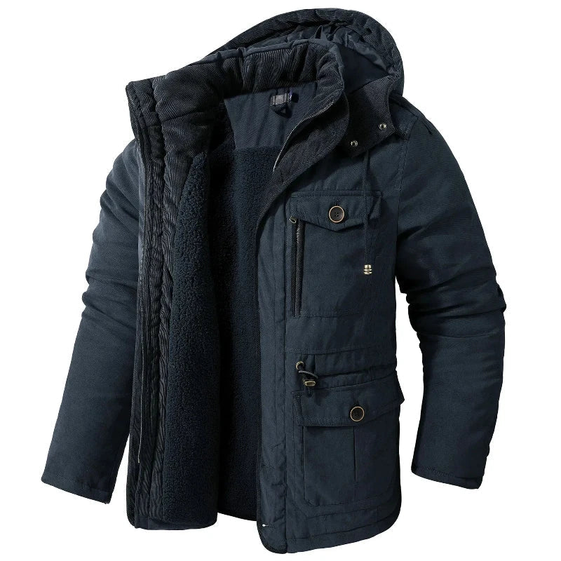 Men's Fleece-Lined Winter Parka with Hood