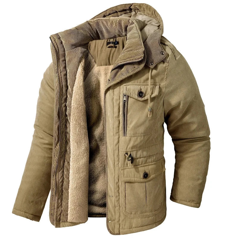 Men's Fleece-Lined Winter Parka with Hood