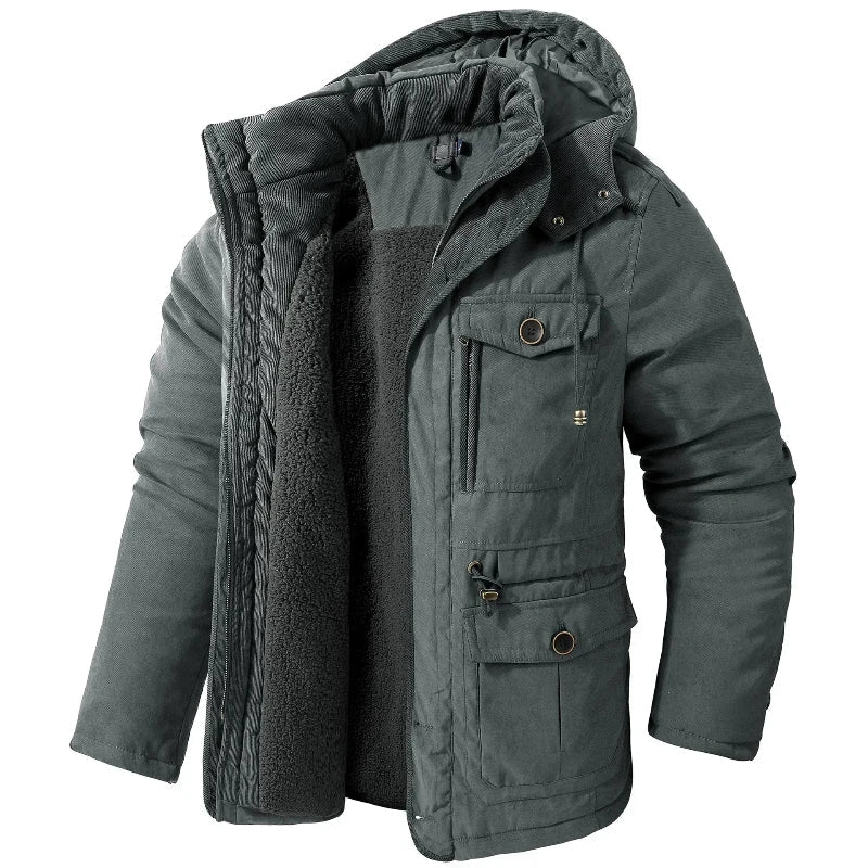 Men's Fleece-Lined Winter Parka with Hood