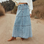 Opaline™ | Boho Maxi Denim Skirt