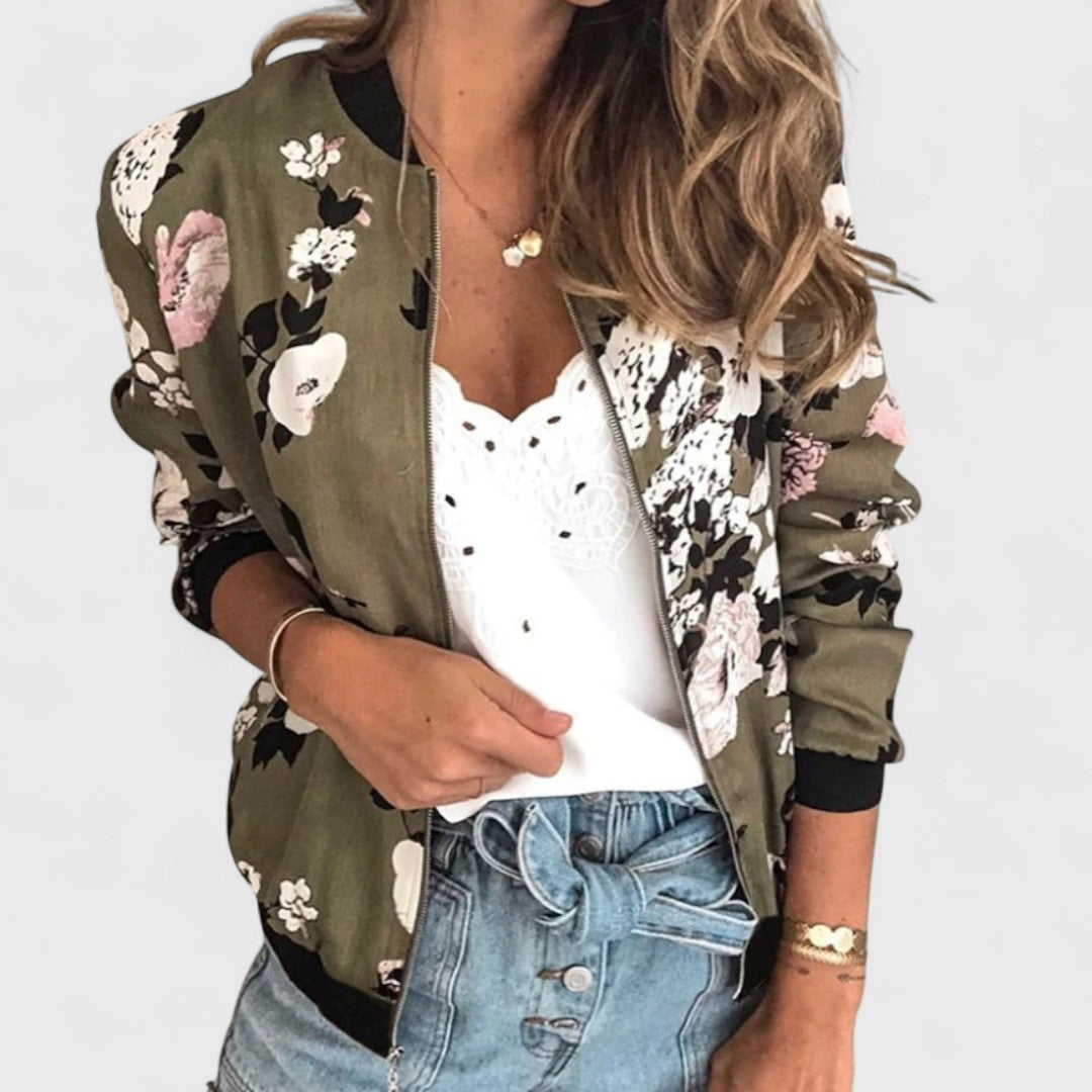 Margot – Elegant Floral Bomber Cardigan