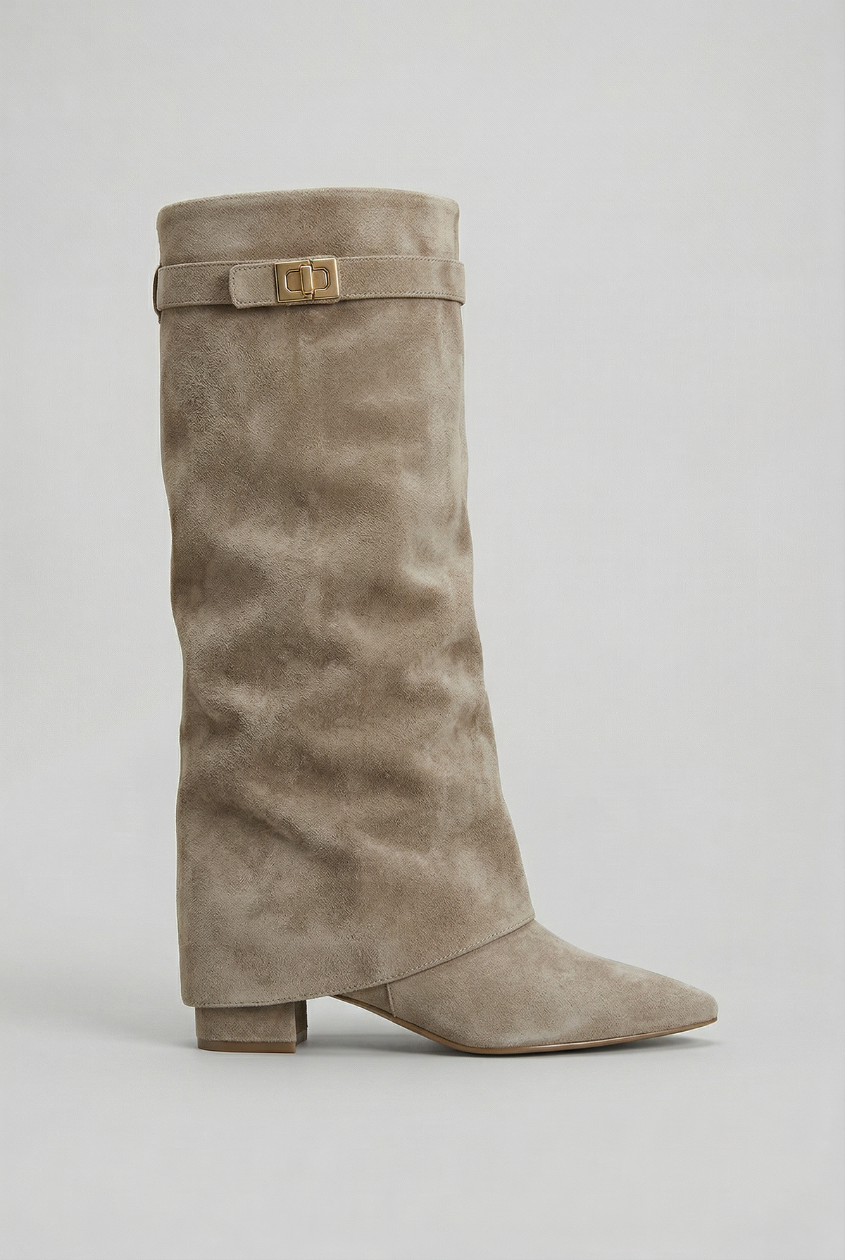 Women's Suede Knee-High Block Heel Boots