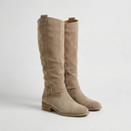 Women’s Knee High Suede Look Boots – Slouch Low Heel Boots