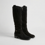 Women’s Knee High Suede Look Boots – Slouch Low Heel Boots