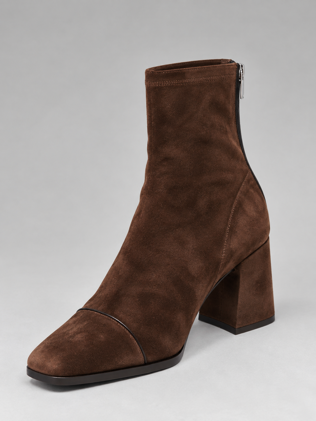 Women’s Suede-Look Ankle Boots – Square Toe Block Heel