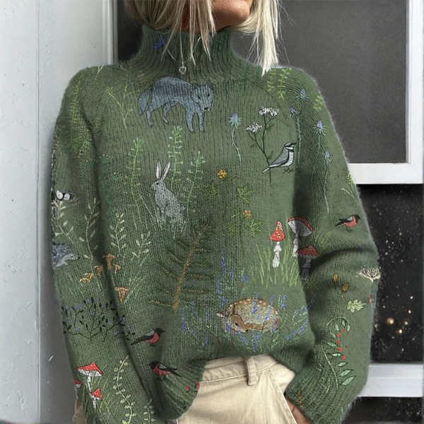 Maria | Warm Floral Turtleneck